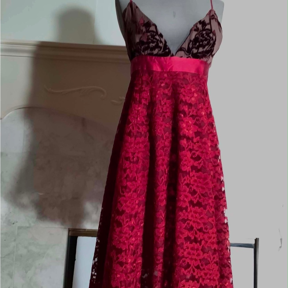 NET Vintage Kaya Di Koko Rampage Lace and Burnt Dress Midi Dress 80% Silk